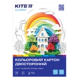 Картон кольоровий двостороній А4 Kite Classic 10 аркушів 10 кольорів K-255