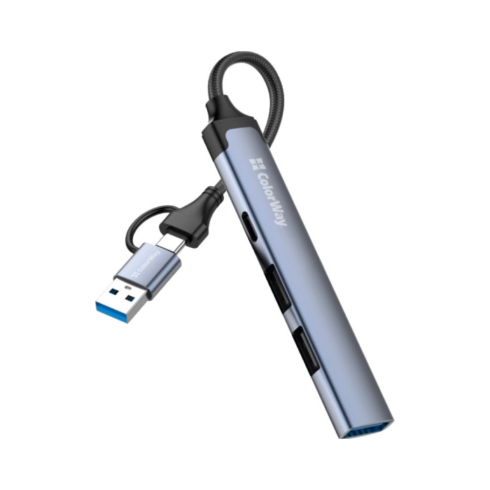 USB хаб СolorWay USB-A/USB-C 4-в-1 USB2.0х2/USB3.0/USB-C2.0 CW-HUB06