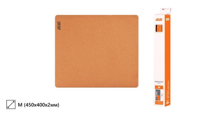 Килимок для миші 2E CORK, M(450x400x2мм), коричневий