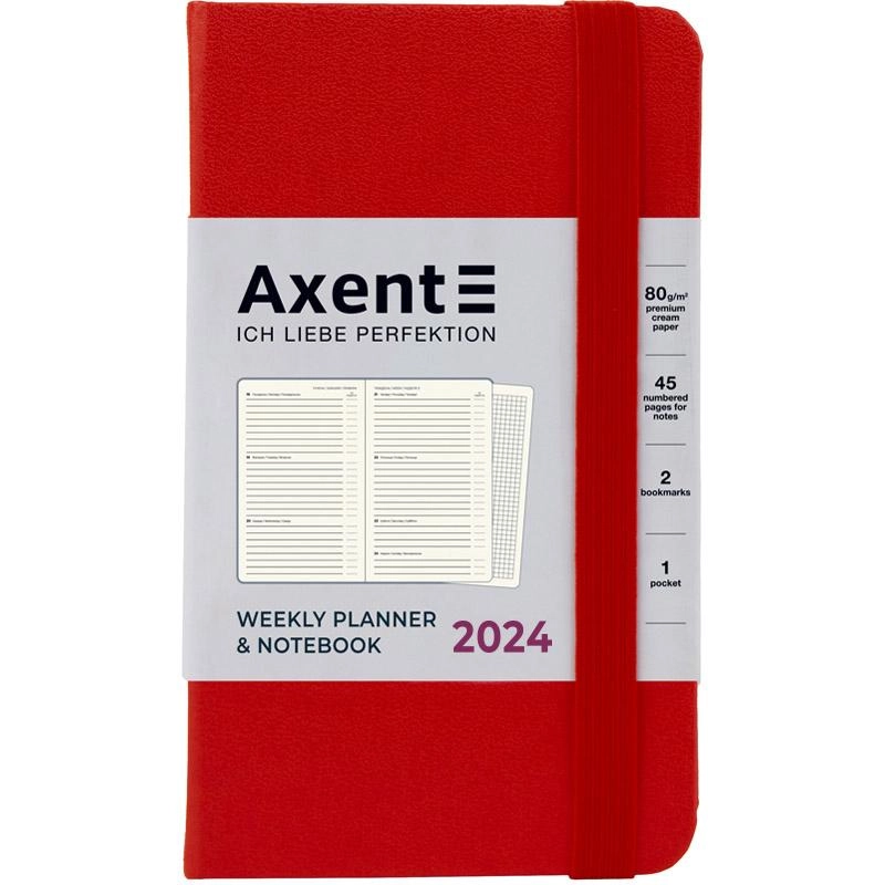 Щотижневик датований 2024 Axent Pocket Strong 90х150 червоний 8508-24-05-A