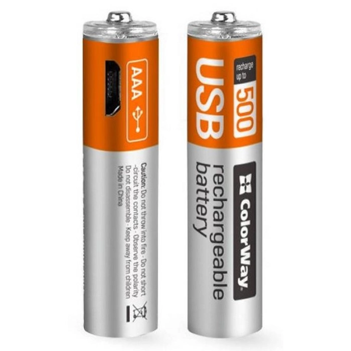 Акумулятор ColorWay AAA micro USB 400 mAh * 2 (CW-UBAAA-01) — фото 2