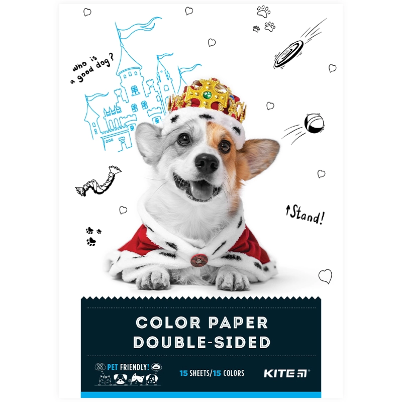 Папір А4 кольоровий двосторонній Dogs Kite 15 аркушів/15шт K22-250-1