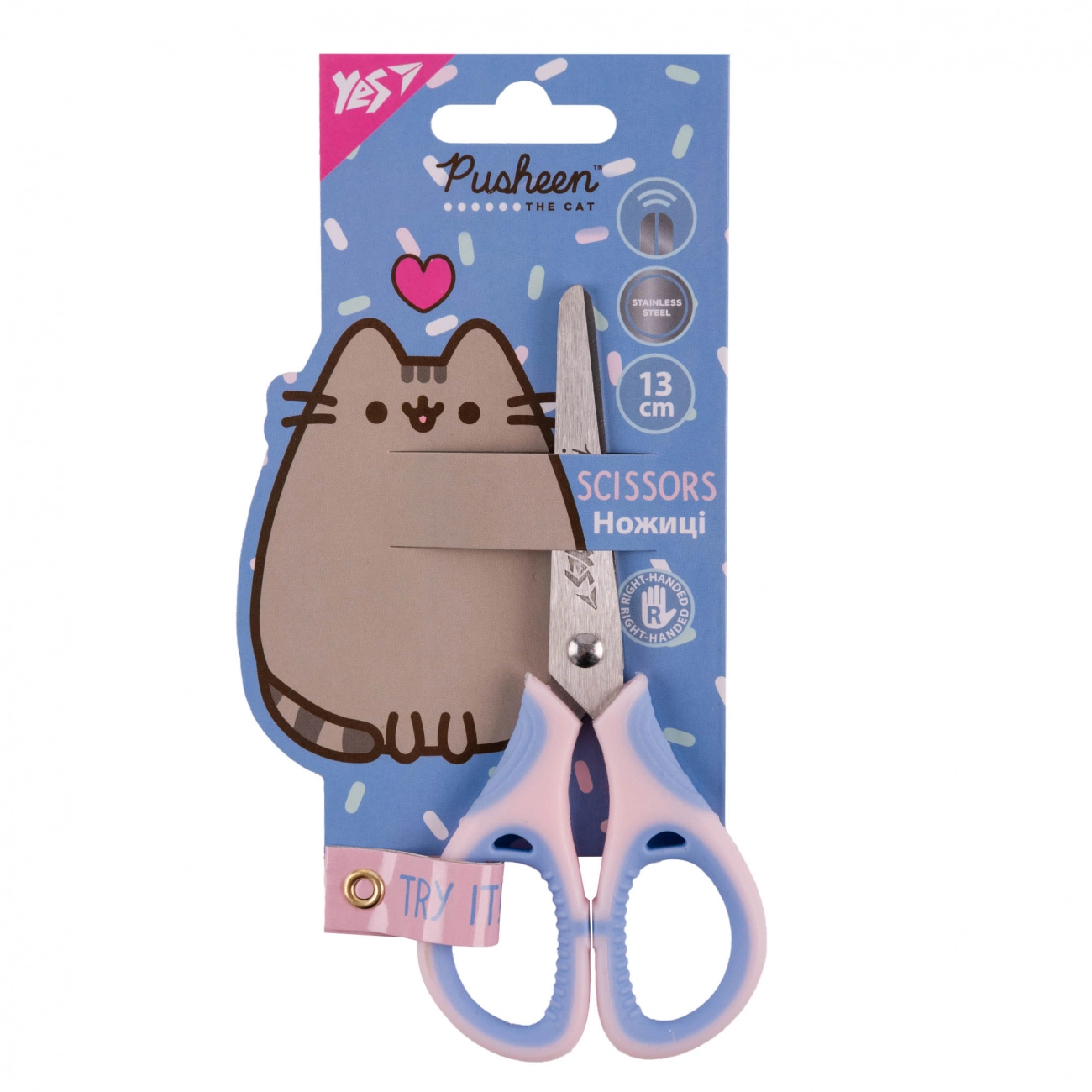 Ножиці Yes Pusheen 13см з гумовими вставками 480460 Ножиці Yes Pusheen 13см з гумовими вставками 480460