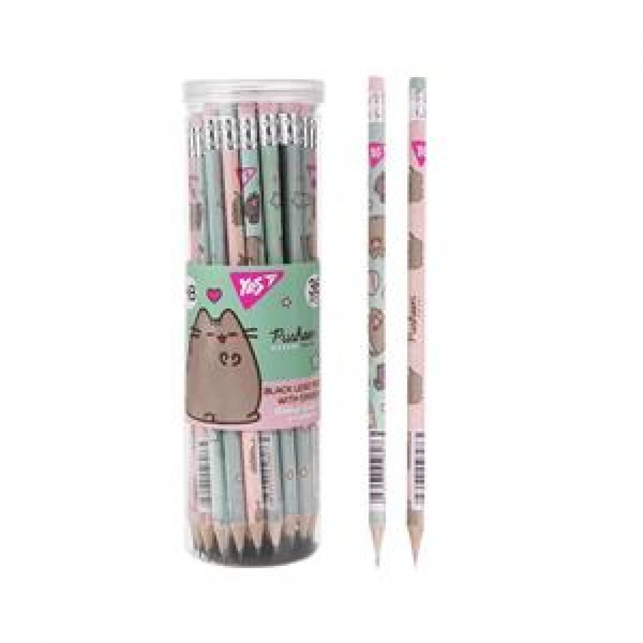 Олівець чорнографітний Yes круглий з гумкою Pusheen мікс 280686