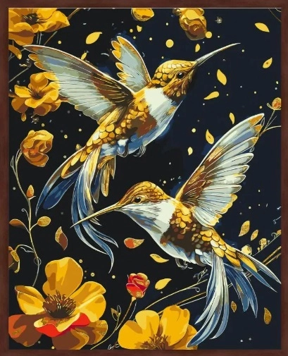 Картина за номерами Origami UA Танець птахів з фарбами металік 40х50 см LW