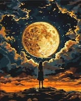 Картина за номерами Origami UA Дівчина під місяцем 40х50 см LW 3401