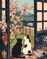 Картина за номерами Origami UA Котики біля сакури 40х50 см LW 3404