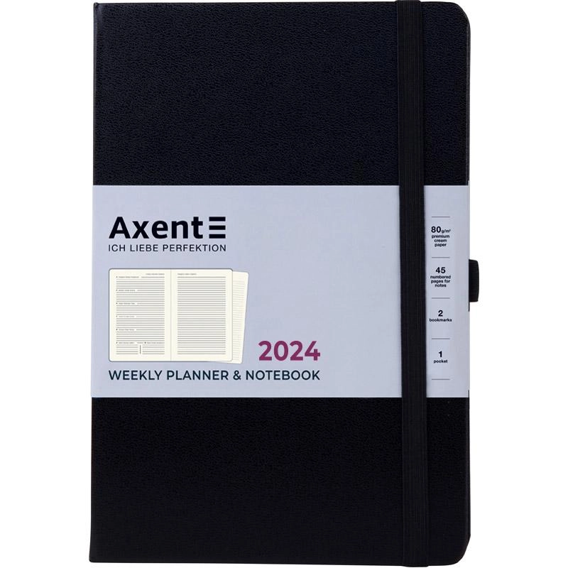 Щотижневик датований 2024 Axent Prime Strong 145х210 чорний 8507-24-01-A