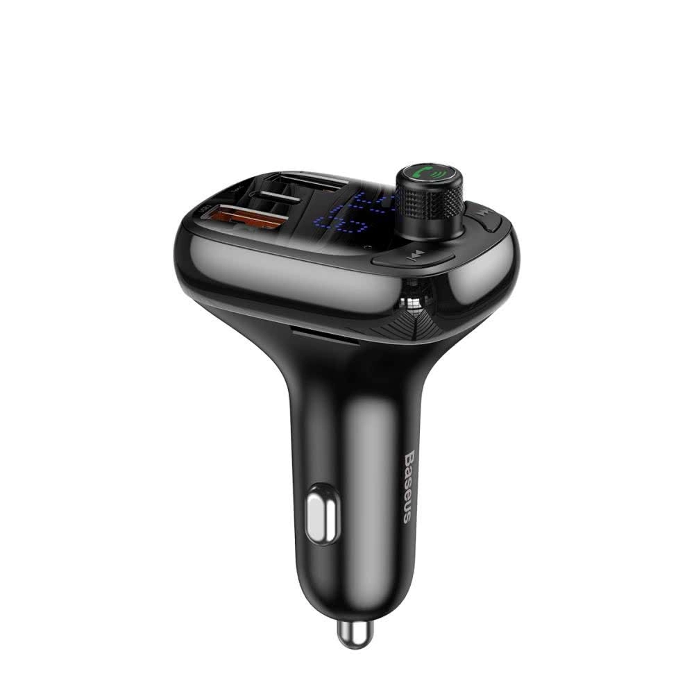 АЗП з FM-модулятором Baseus T typed S-13 Bluetooth MP3 car charger Black