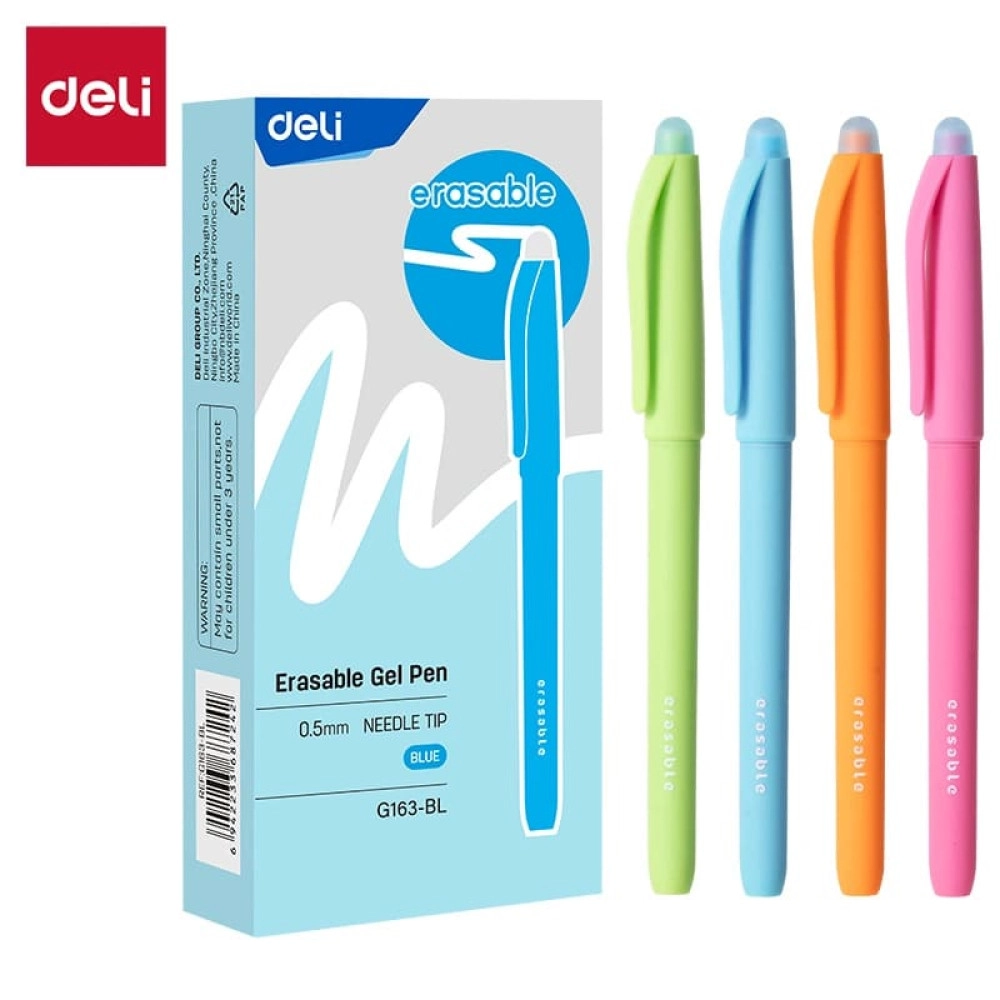 Ручка гелева Deli пиши стирай 0,5 мм синя EG163-BL