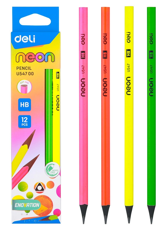 Олiвець чорнографітний Deli EU54700 мiкс HB Neon