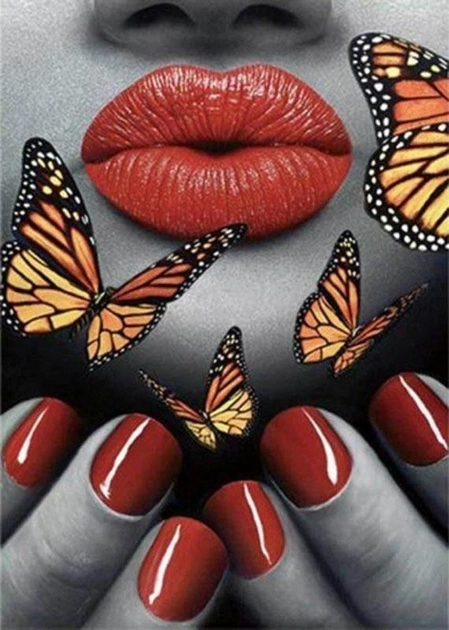 Алмазна мозаїка Поцілунок метелика Strateg 30х40 см GD86091