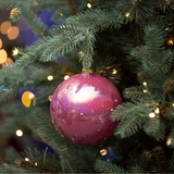 Новорічна куля Novogodko, скло, 8 см, рожева, глянець, мармур