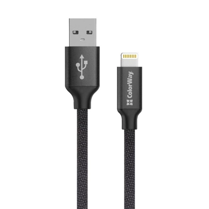 Кабель Colorway USB - Apple Lightning 2.4А 2м чорний (CW-CBUL007-BK)