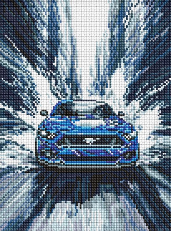 Алмазна мозаїка Синій мустанг 30×40 см — фото 2