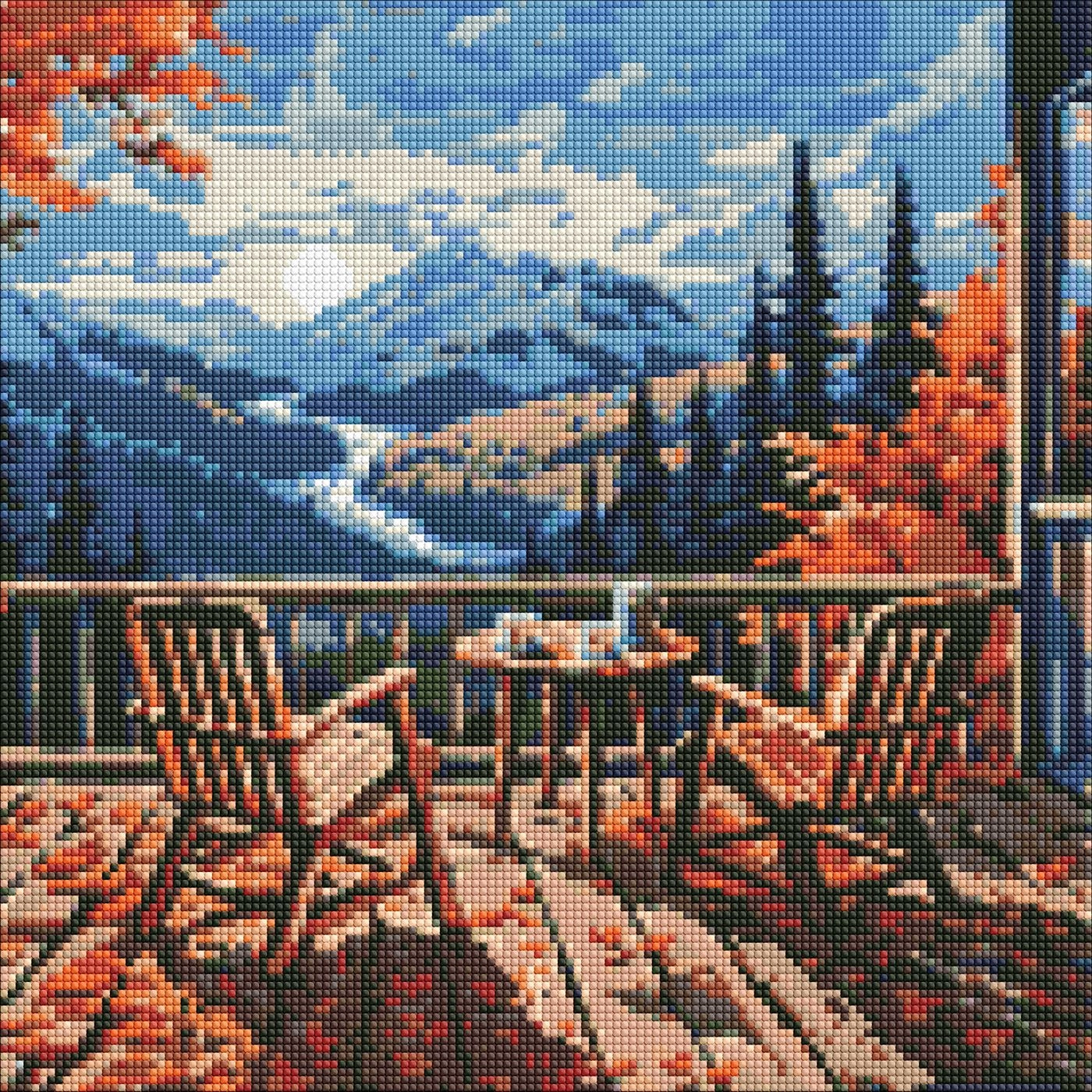 Алмазна мозаїка Ідейка «Сніданок у горах» на підрамнику 40х40см — фото 2