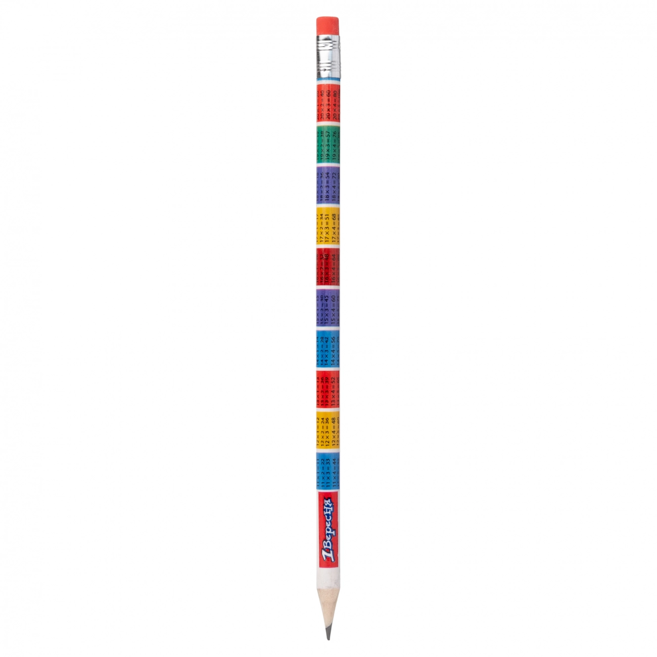 Олівець чорнографітний 1 Вересня круглий з гумкою Таблиця множення після 10