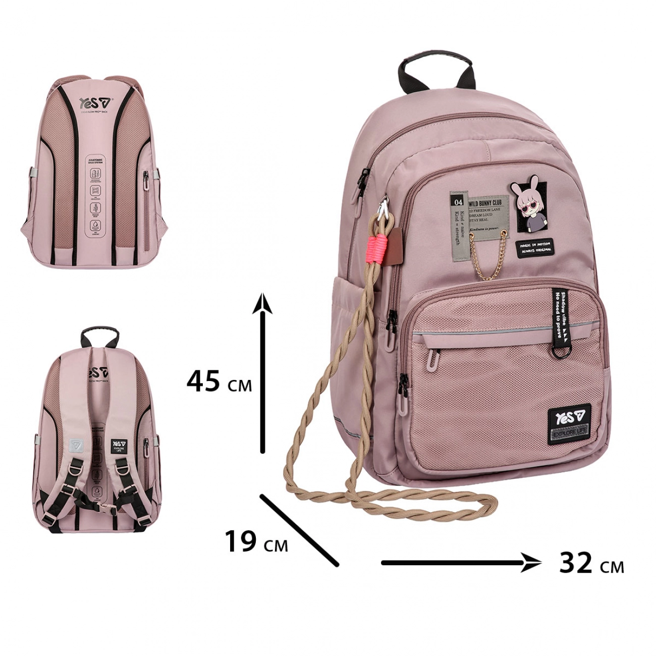 Рюкзак шкільний Yes TS-47L Bunny Club 550366 Рюкзак шкільний Yes TS-47L Bunny Club 550366