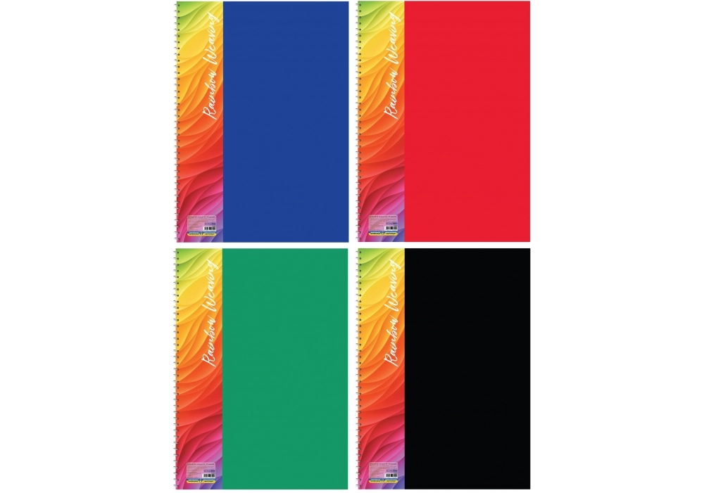 Блокнот А4 пластикова обкладинка бічна спіраль 80 арк клітинка асорті E20309