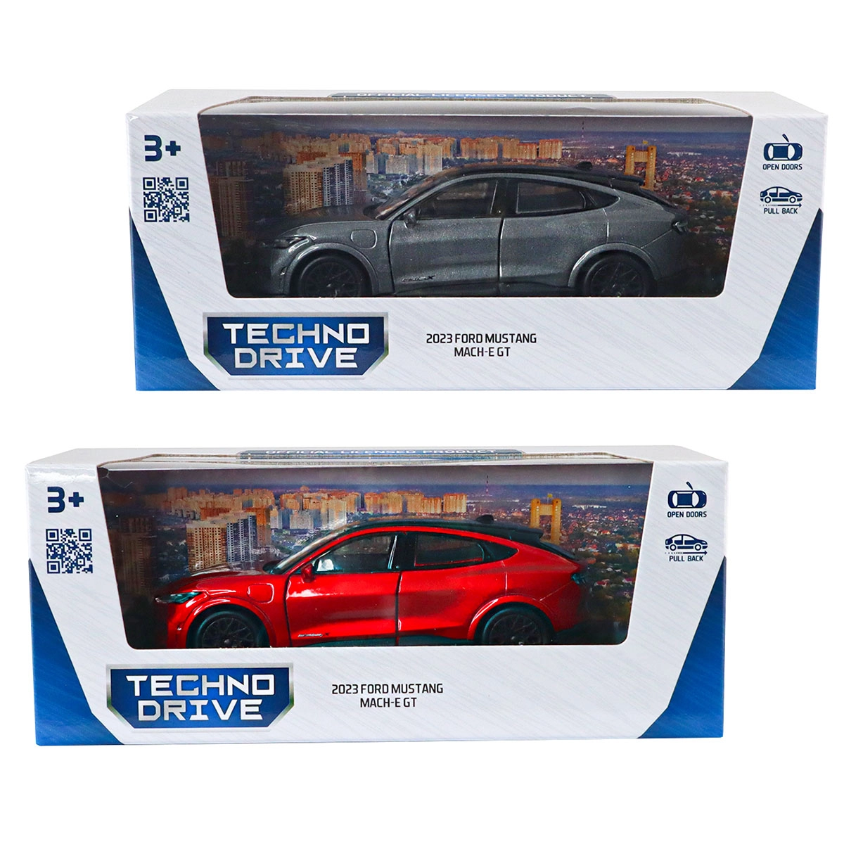 Автомодель - FORD MUSTANG MACH-E GT 2023 червоний сріблясто-сірий 250387W