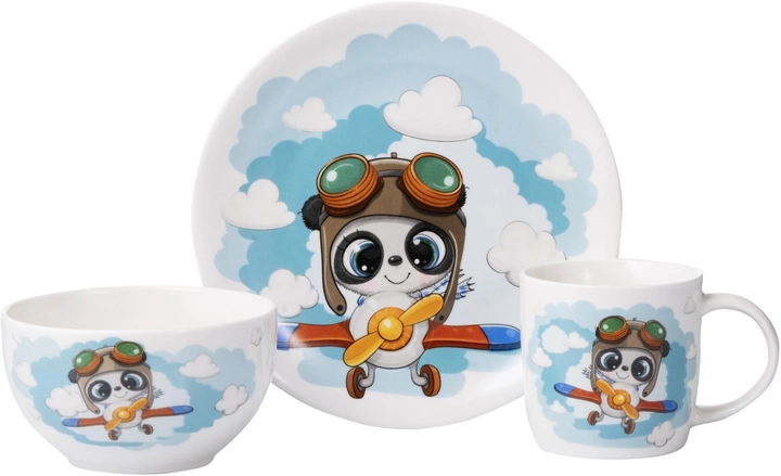 Набір дитячого посуду порцеляновий Ardesto Panda pilot 3 предмети AR3451PS