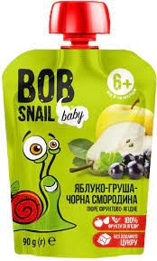 Пюре дитяче Bob Snail яблуко-груша смородина 90г 43820 Пюре дитяче Bob Snail яблуко-груша смородина 90г 43820