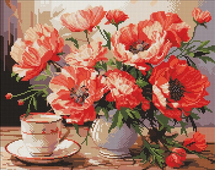 Алмазна мозаїка Букет із маками 40х50см на підрамнику — фото 2