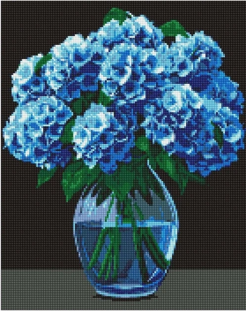 Алмазна мозаїка Букет гортензій на підрамнику 40х50см — фото 2