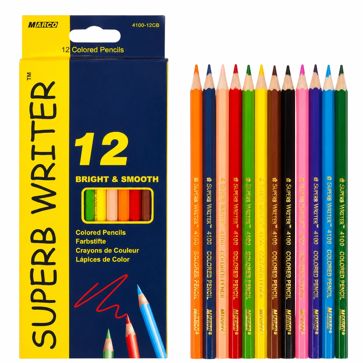 Олівці кольорові 12 кольорів Superb Writer 4100-12СВ Marco Олівці кольорові 12 кольорів Superb Writer 4100-12СВ Marco