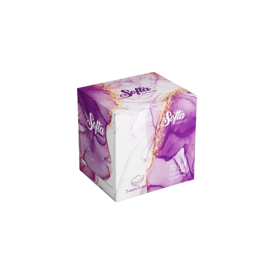 Серветки косметичні сухі 3-х шар Softa Violet Chisto 70шт 67736 — фото 2