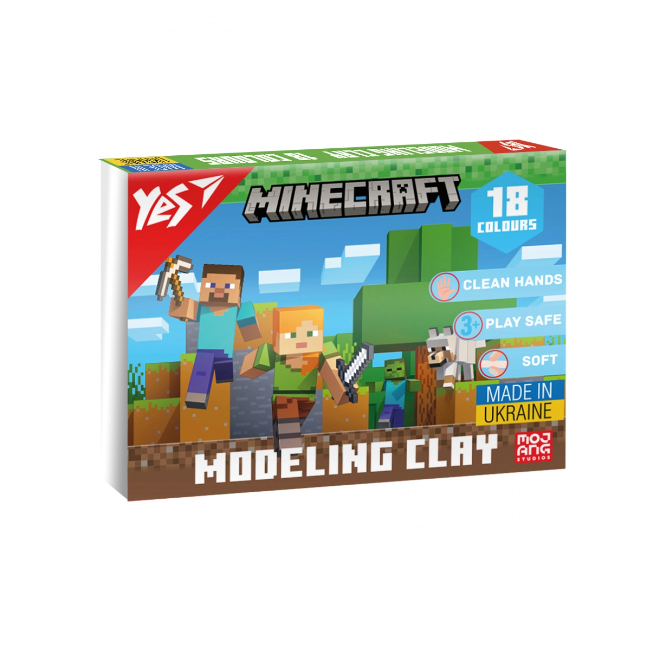 Пластилін 18 кольорів YES Minecraft 360г 540678