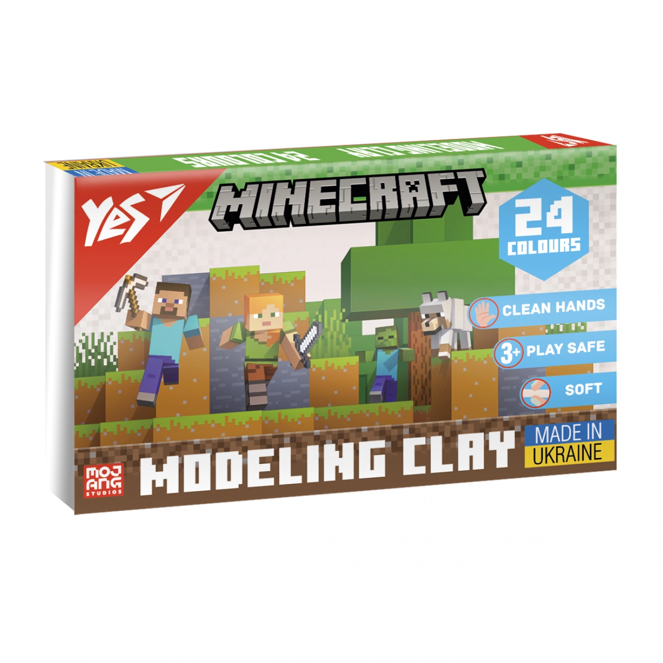 Пластилін 24 кольори YES Minecraft 480г 540682