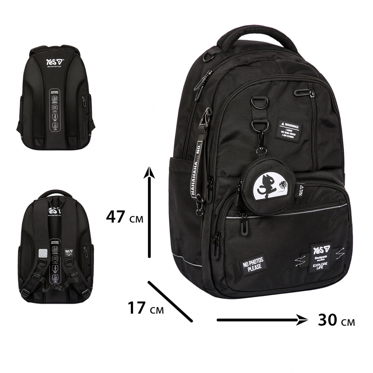 Рюкзак шкільний Yes TS-50L Black Cat 550374 Рюкзак шкільний Yes TS-50L Black Cat 550374
