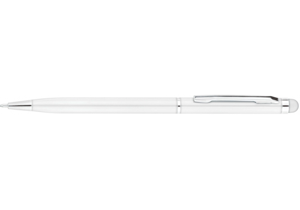 Ручка кулькова металева ECONOMIX STYLUS біла пише синім E10308-14