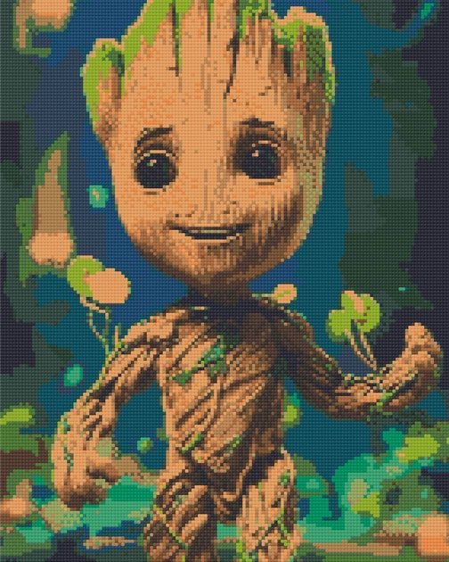 Алмазна мозаїка Origami Вартові Галактики Малюк Грут 40х50 см — фото 2