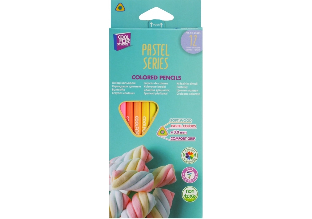 Олівці кольорові преміум COOLFORSCHOOL PASTEL тригранні 12шт CF15184