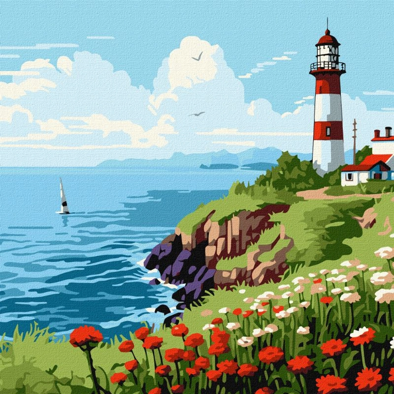 Картини за номерами Ідейка Маяк на горизонті 30х30см 2788