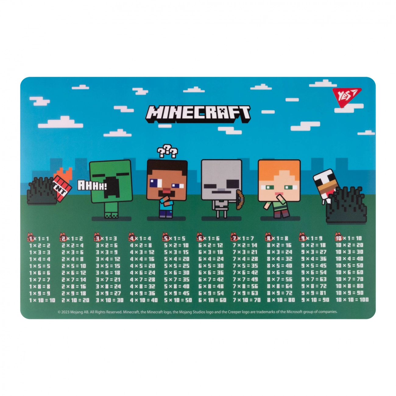 Підкладка пластикова для столу Yes Minecraft Boom таблиця множення 492261