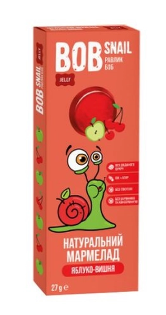 Натуральний Фруктовий Мармелад Яблуко-Вишня ТМ BOB SNAIL (РАВЛИК БОБ)