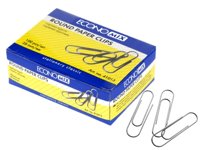 Скріпки 28 мм Economix. 100шт. E41013 круглі