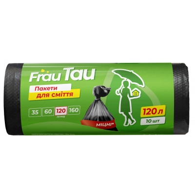 Пакети для сміття Frau Tau LDPE 120л 10шт Пакети для сміття Frau Tau LDPE 120л 10шт