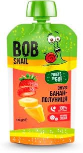 Пюре дитяче смузі Bob Snail банан-полуниця 120г 43387