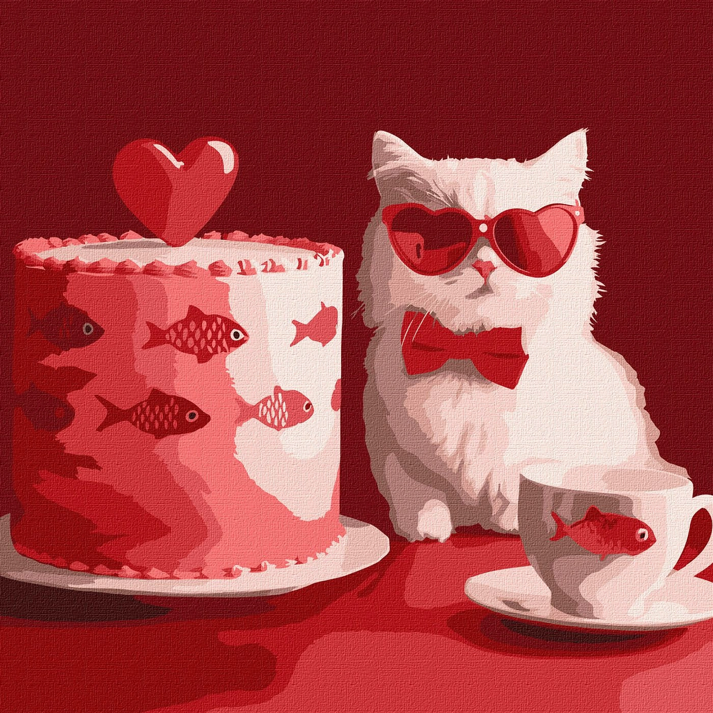 Картини за номерами Ідейка Кіт з тортом 30х30см 6722