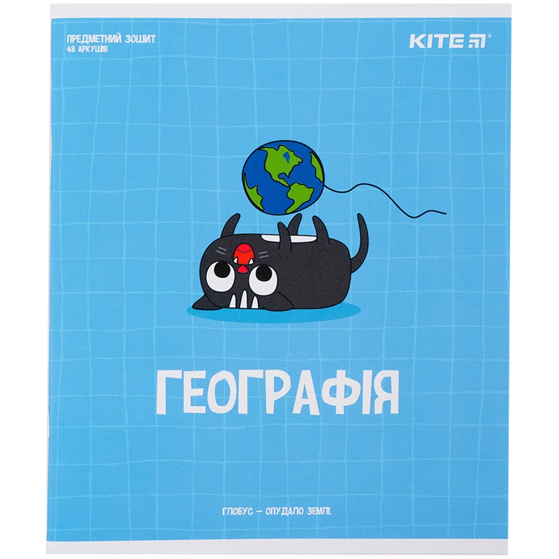 Зошит предметний 48 аркушів клітинка Cat географія KITE k23-240-21