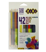 Олівці кольорові 42 кольори 30 стандартних 6 двосторонніх тригранні ZB.2443