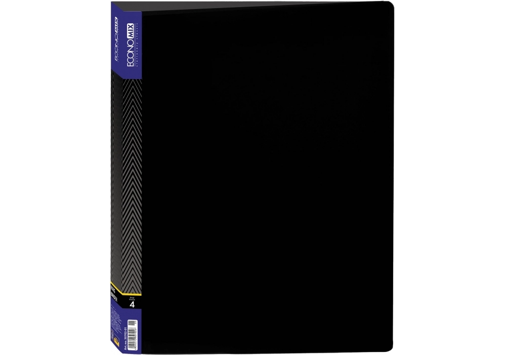 Папка пластикова А4 Economix 4 кільця 36мм асорті E30702-01 чорна