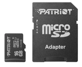 Карта памяти MicroSDHC 16GB UHS-I Class 10 Patriot LX + SD-adapter (PSF16GMCSDHC10)