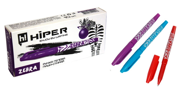 Ручка гелева пиши-стирай Hiper Zebra фіолетова HG-220