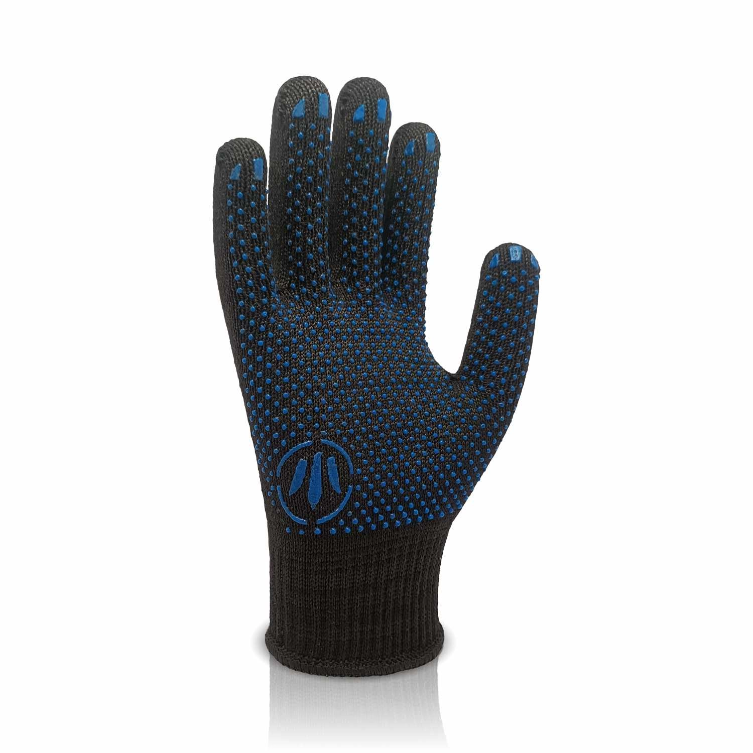 Рукавички трикотажні TOP чорні з синьою крапкою 4-нитка 10 клас р10 TRIDENT 8411