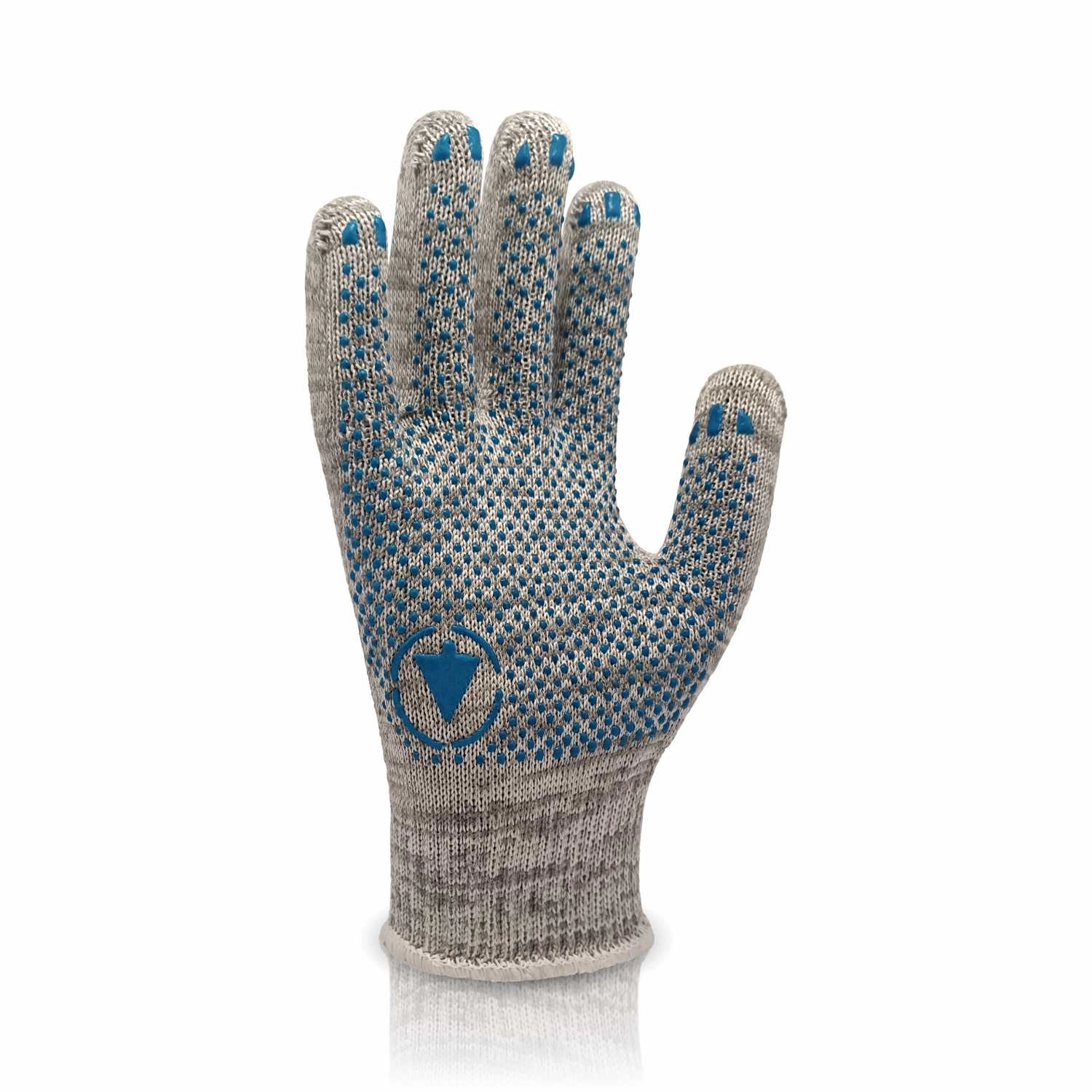Рукавички трикотажні TOP сірі з білим з синьою крапкою 4-нитка 10 клас р10 TRIDENT 8413